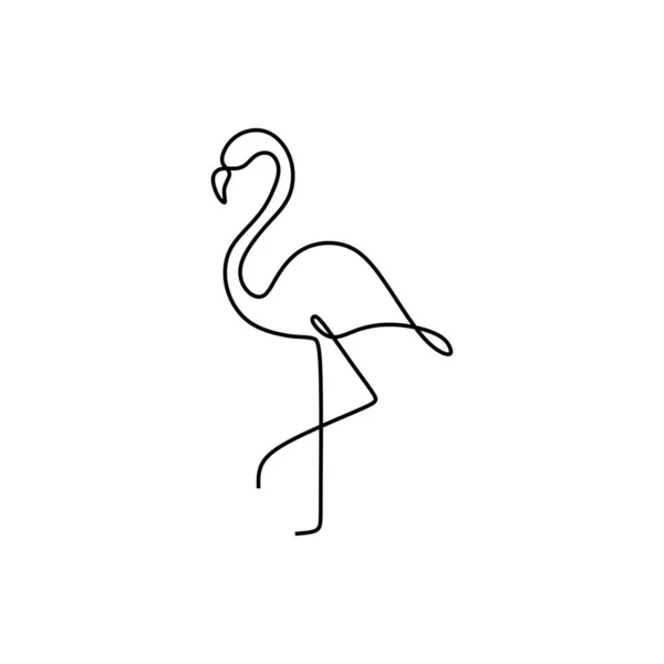 Flamingo Rysunek Jednej Linii Ciągły Symbol Letni Narysowany Jedną Ręką — Wektor stockowy