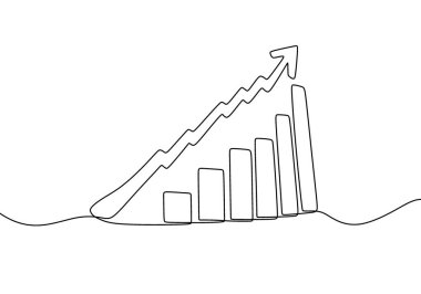 Grafik simgesinin sürekli çizimi, artan grafik vektör çizimi. Pankart, ağ, tasarım elemanı, şablon, kartpostal için iyi. Finansal iş teması beyaz arkaplanda izole edildi.