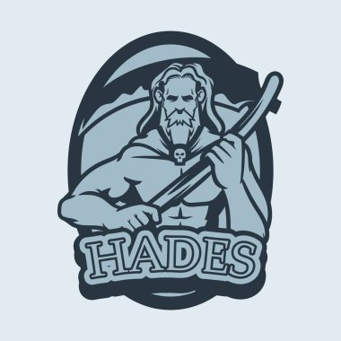 El çizimleri antik Yunan efsaneleri. Eski Yunan yeraltı tanrısı Hades. Hades, ölüler tanrısı ve kral. Yunan tanrı ve tanrıça vektör illüstrasyon serisi.