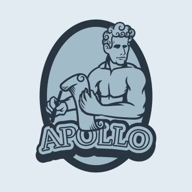Antik Yunan mitolojik tanrısı Apollo. Apollo, eski resimlerdeki güneş ışığı tanrısı. Yayı ve altın okları olan atletik bir adam, ve geçmişe özgü altın saçlar. Vektör çizgi film illüstrasyonu