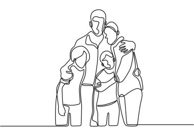 Corona virüsü karantina farkındalığı bir çizgi çiziyor. Kişisel izolasyon ve sosyal uzaklık. Evde kal ve koronavirüsün yayılmasını engelle. Aileyle güzel vakit geçirmek. Vektör illüstrasyonu