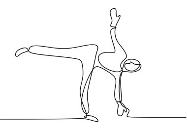 Yoga yapan kadın sürekli bir çizgi vektör illüstrasyon minimalizmi yapıyor. Mutlu kadın meditasyonu. Rahatlayın ve sakinleşin. Meditasyon ve rahatlama egzersizi konsepti.