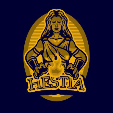 Antik Yunan tanrıları ve tanrıçalarının mitoloji çizgi filmi. Yunan tanrıçası Hestia. Antik Yunan tanrısı. Ocağın, ailenin, evin bakire tanrıçası. Mitoloji. İlahi mitolojik figür