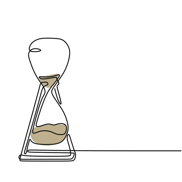 Hourglass Μία Γραμμή Στυλ Εικονογράφηση Απομονωμένη Λευκό Φόντο Διαχείριση Χρόνου — Διανυσματικό Αρχείο