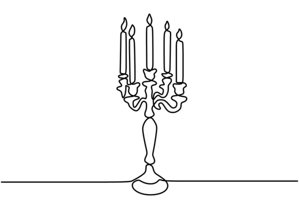Schöne Kerze Brennende Kerze Auf Einem Klassischen Kronleuchter Eine Kontinuierliche — Stockvektor