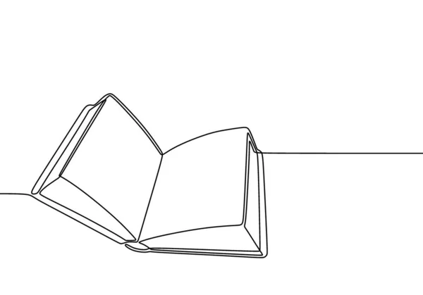 Een Lijntekening Open Boek Boek Tafel Klaar Lezen Begrip Studie — Stockvector