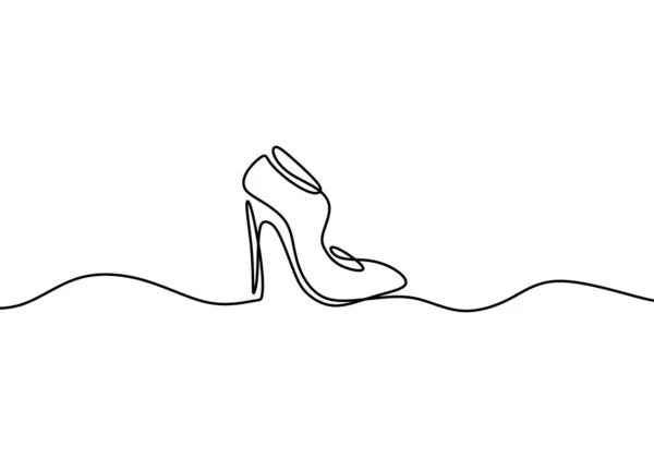 Dibujo Línea Continua Única Zapato Tacón Alto Elegante Mujer Zapatos — Archivo Imágenes Vectoriales