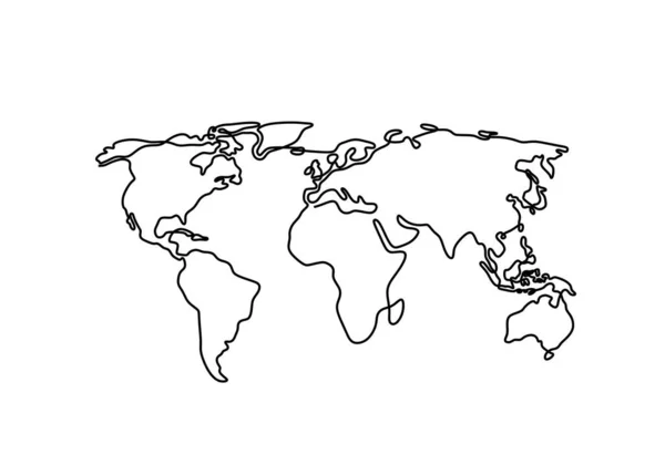 Kontinuierliche Einzeilige Stilwelt Earth Globe One Line Drawing World Map — Stockvektor