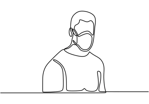 Σχέδιο Μονής Γραμμής Του Άνδρα Που Φοράει Προστατευτική Μάσκα Προσώπου — Διανυσματικό Αρχείο
