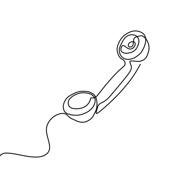 Однострочный Рисунок Изолированного Векторного Телефонного Приемника Значок Телефона Белом Фоне — стоковый вектор