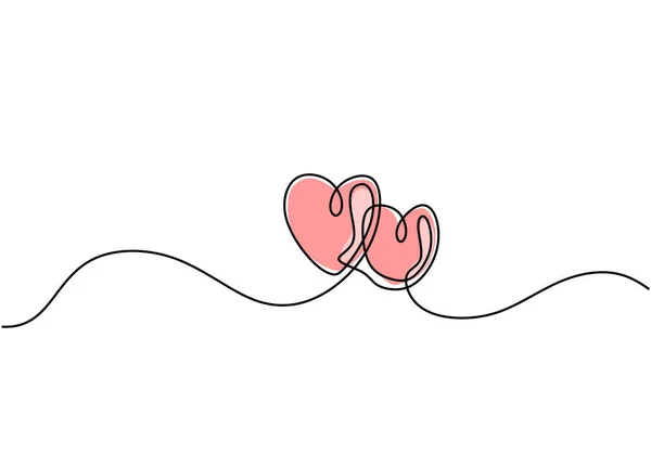 Abbracciare Cuori Continuo Disegno Una Linea Amore Simbolo Coppia Illustrazione — Vettoriale Stock