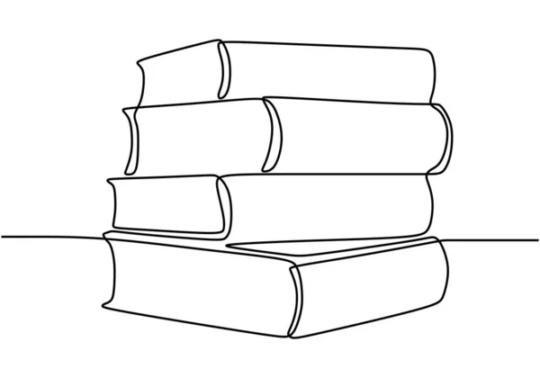 Μια Γραμμή Ζωγραφίζει Ένα Σωρό Βιβλία Στοίβα Από Βιβλία Στο — Διανυσματικό Αρχείο