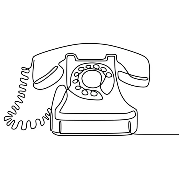 Ancien Téléphone Une Ligne Dessin Minimalisme Conception Continue Illustration Vectorielle — Image vectorielle