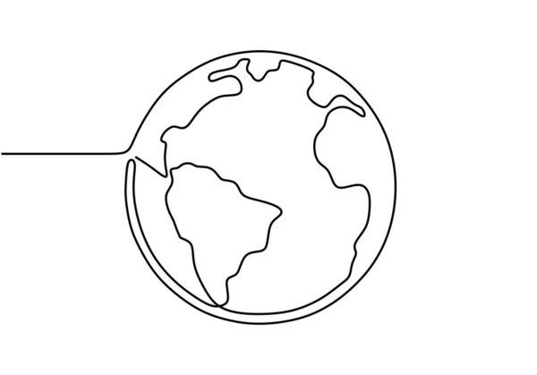Terra Globo Uma Linha Desenho Mapa Mundo Ilustração Vetorial Design —  Vetores de Stock
