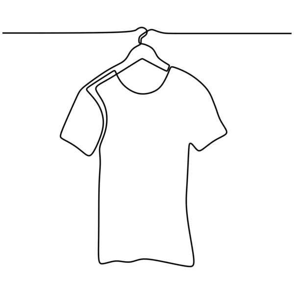 Uma Linha Desenho Shirt Objeto Vetorial Isolado Cabide Roupas Conceito — Vetor de Stock