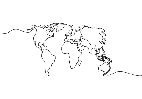 Continuous Single Line Style World Earth Globe One Line Drawing — Stock Vector