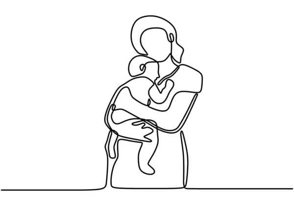 Feliz Tarjeta Del Día Madre Dibujo Continuo Una Línea Mamá — Archivo Imágenes Vectoriales