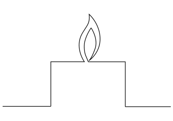 燃蜡蜡烛 一根连续的线 在白色的背景上隔离 枝形吊灯上的蜡烛燃烧融化了 烛光的概念 简单的线条绘图 草图说明 设计元素 — 图库矢量图片