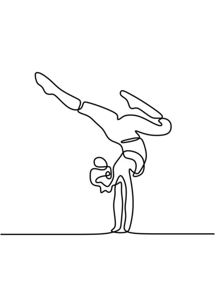 Yoga Pose Woman Continuous Line Drawing Gymnastics Girl Stretching Girl — Stock Vector