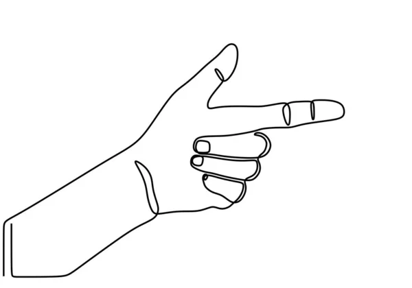 Desenho Linha Contínua Mão Mostrando Gesto Arma Mãos Abstratas Atirando — Vetor de Stock