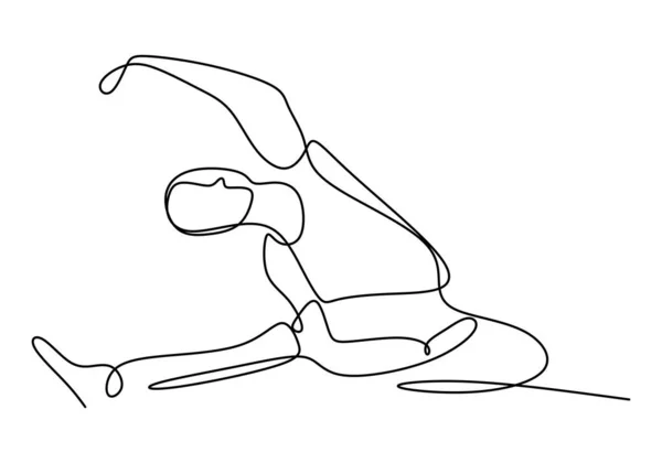 ヨガポーズをする女性 若いヨガの女の子が座ってストレッチでポーズ プロのヨガの練習 連続線画 健康の概念 ベクターイラスト — ストックベクタ