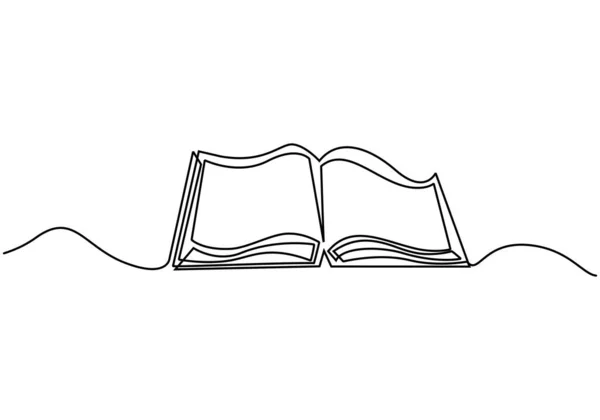 Prenota Uno Striscione Disegnare Una Linea Libro Aperto Con Pagine — Vettoriale Stock