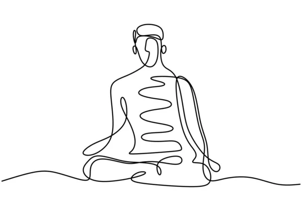 Vrouw Die Yoga Oefening Continue Één Lijn Vectorillustratie Minimalisme Stijl — Stockvector