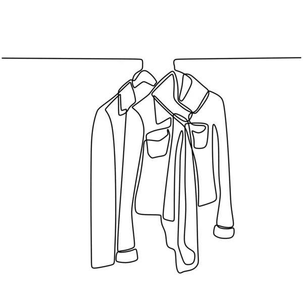 One Line Drawing Blouse Suits Shirt Shirt Hanging Rack Sale — Stock Vector