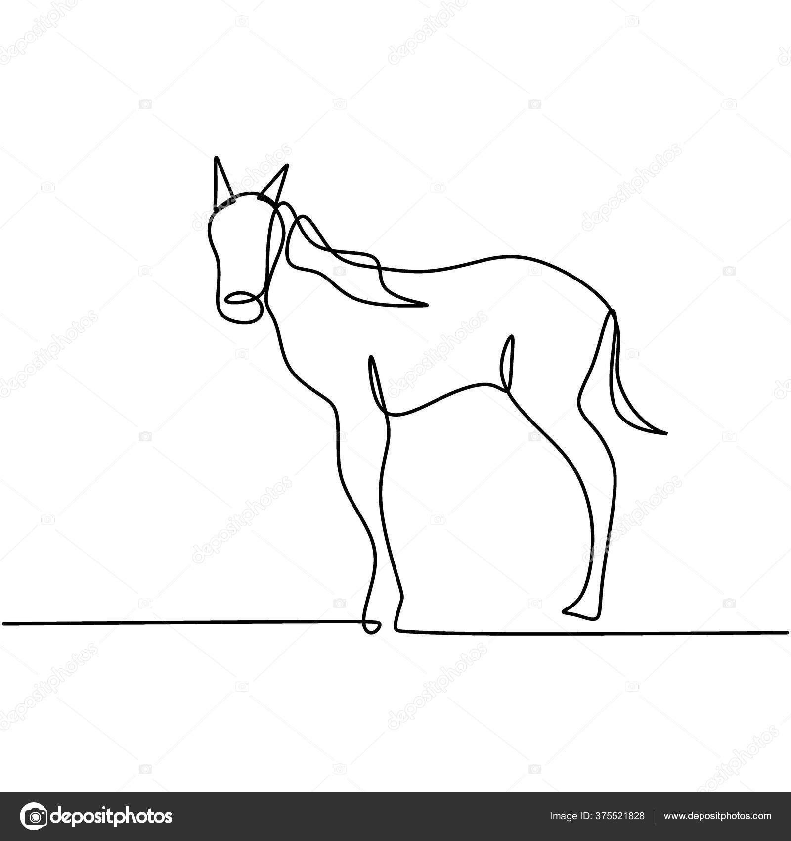 um desenho de linha contínua de um cavalo de elegância de luxo para a  identidade do logotipo da corporação. conceito de símbolo animal de  mamífero de cabeça equina forte. ilustração de desenho