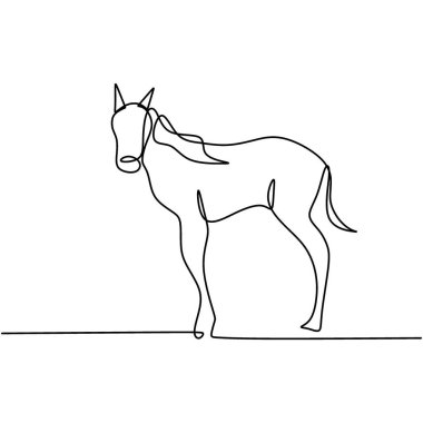 Continuous one line drawing. Horse logo. Elegance pony horse mammal animal. Isolated standing horse on black and white vector illustration. Concept for logo, card, banner, poster, flyer clipart