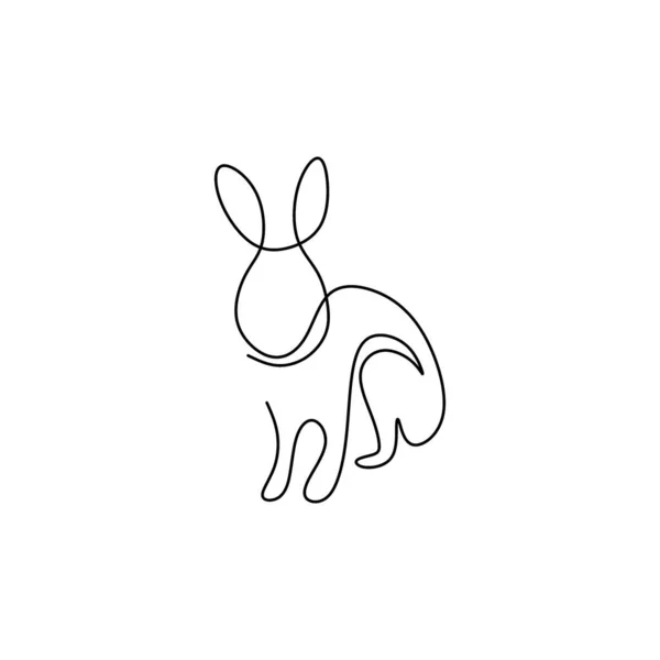 Dessin Linéaire Continu Lapin Pâques Une Ligne Art Lapin Logo — Image vectorielle