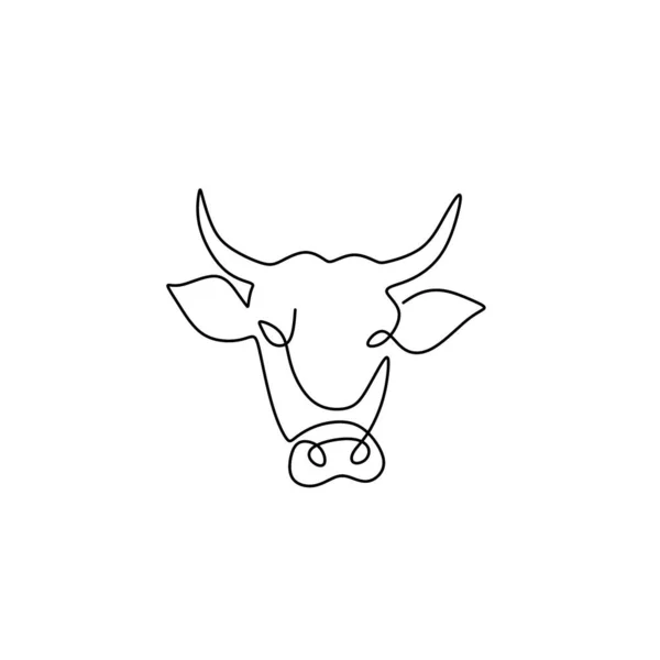 Bull Linje Kontinuerlig Linje Konst Teckning Vektor Illustration Isolerad Vit — Stock vektor