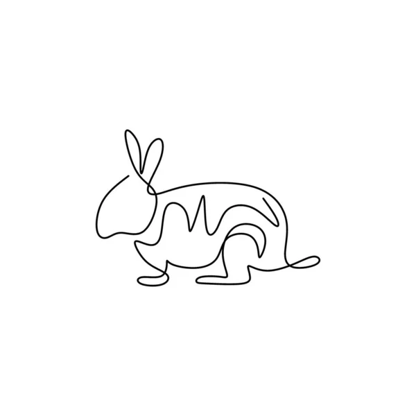 Dessin Linéaire Continu Lapin Pâques Une Ligne Art Lapin Logo — Image vectorielle