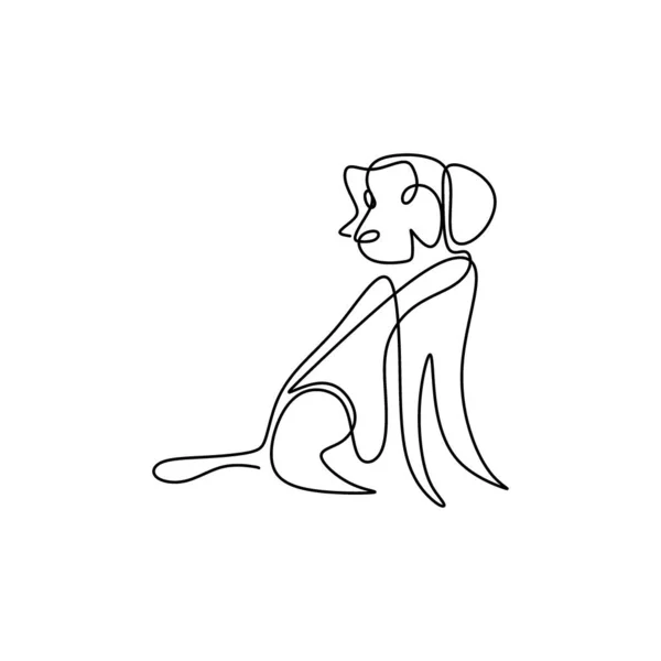 Dog Drawing Vector Using Continuous Single One Line Art Style — Stock Vector