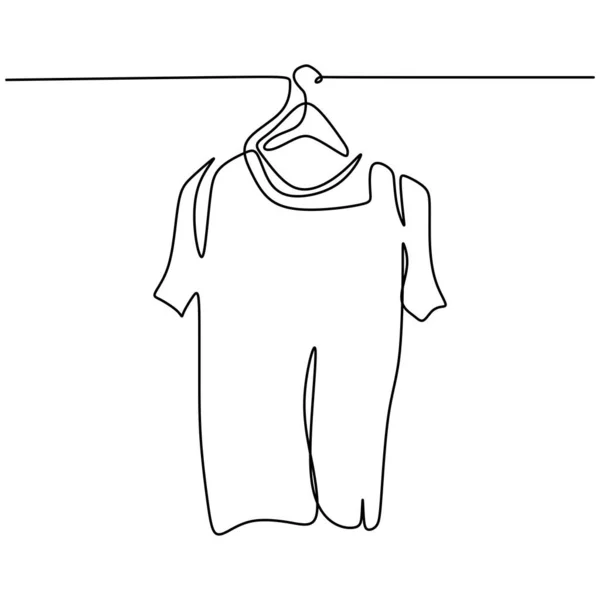 Uma Linha Desenho Shirt Objeto Vetorial Isolado Cabide Roupas Conceito —  Vetores de Stock