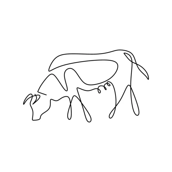 Une Silhouette Conception Ligne Vache Vache Sur Terrain Concept Animal — Image vectorielle