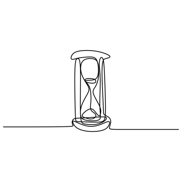 古い古典的な砂時計や砂の時計の1つの連続線画は 時間を伝えるために タイムピースのコンセプト 時計のスケッチミニマリズムデザイン 1本の線画ベクトル図 — ストックベクタ