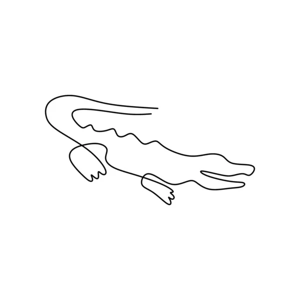 Enkele Continue Lijn Tekening Van Wilde Ruwe Alligator Voor Logo — Stockvector