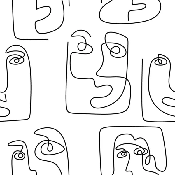Абстрактный Рисунок Лица Непрерывная Линия Рисование Лиц Концепция Минимализма Моды — стоковый вектор