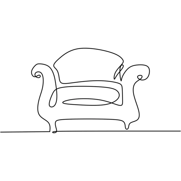 Непрерывный Диван Одной Линии Мебель Кресла Интерьерный Эскиз Гостиной Кафе — стоковый вектор