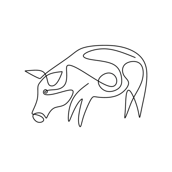 One Line Design Silhouette Pig Black White Vector Hand Drawn Vector Graphics
