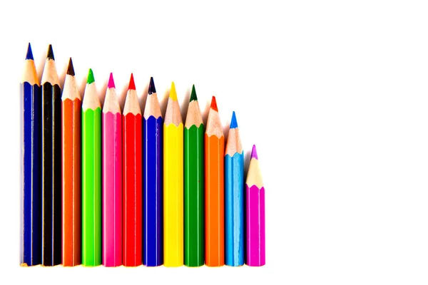 Többszínű ceruzák elszigetelt fehér alapon. — Stock Fotó