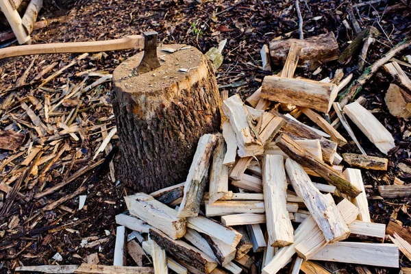 Firewood Velho Machado Divisão — Fotografia de Stock