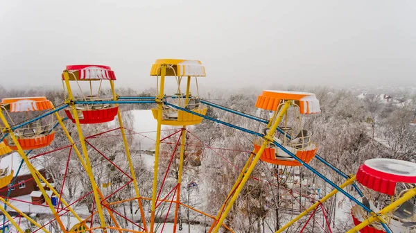 Колесо Обозрения Центральном Парке Города Зимой Вид Воздуха — стоковое фото