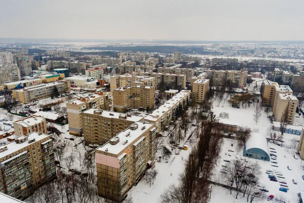 Veduta Aerea Dell Area Innevata Della Città — Foto Stock