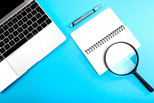 Modern Workplace Blue Table — Stock Photo, Image