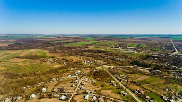 Aerial View Typical Village Early Spring — Stock Photo, Image