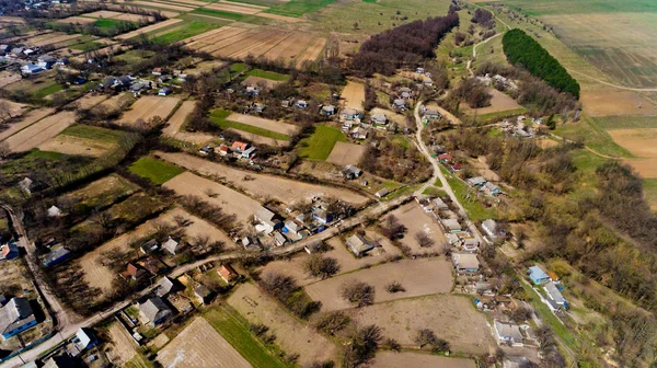 Aerial View Typical Village Early Spring — Stock Photo, Image