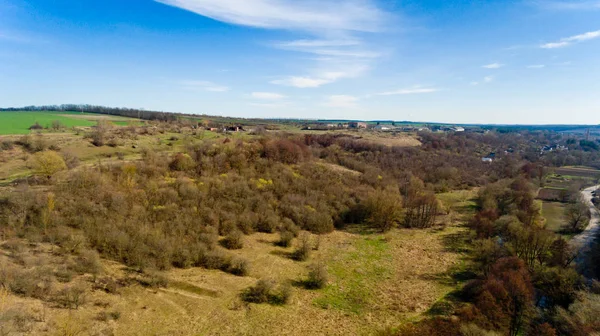 Aerial View Field Forest Early Spring — Stock Photo, Image