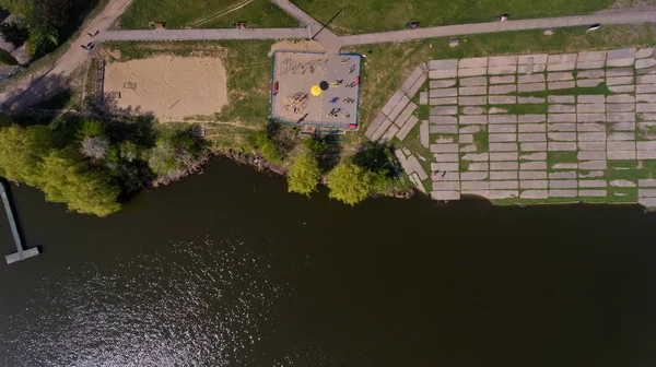 Vista Dall Alto Della Spiaggia Urbana Della Città — Foto Stock